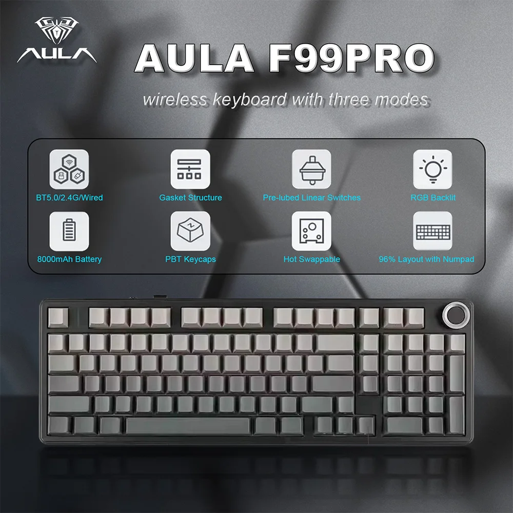 Gaming Keyboard Hot Swappable - Teclado mecânico sem fio para jogos